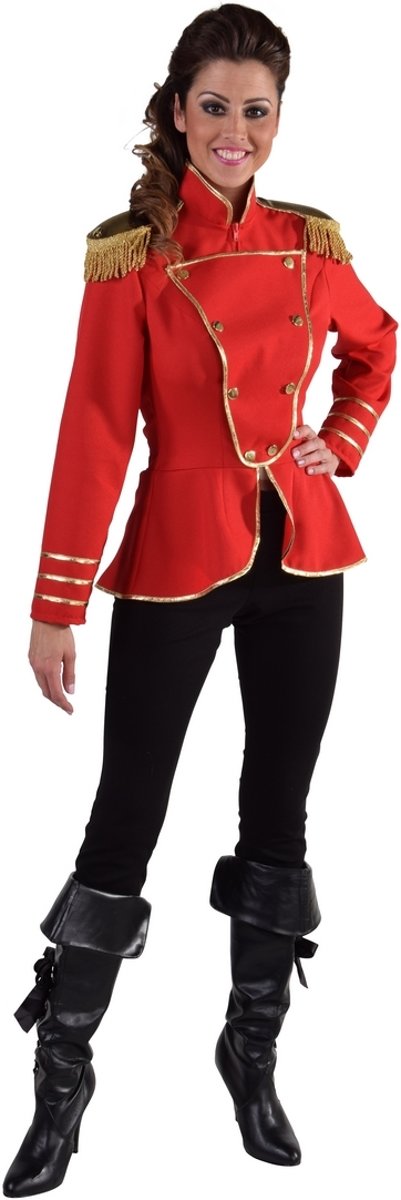 Leger & Oorlog Kostuum | Cavalerie Uniform Jas Rood Vrouw | XXL | Carnaval kostuum | Verkleedkleding